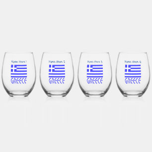 Griechenland und die griechische Flagge - Blaue Pe Weinglas Ohne Stiel
