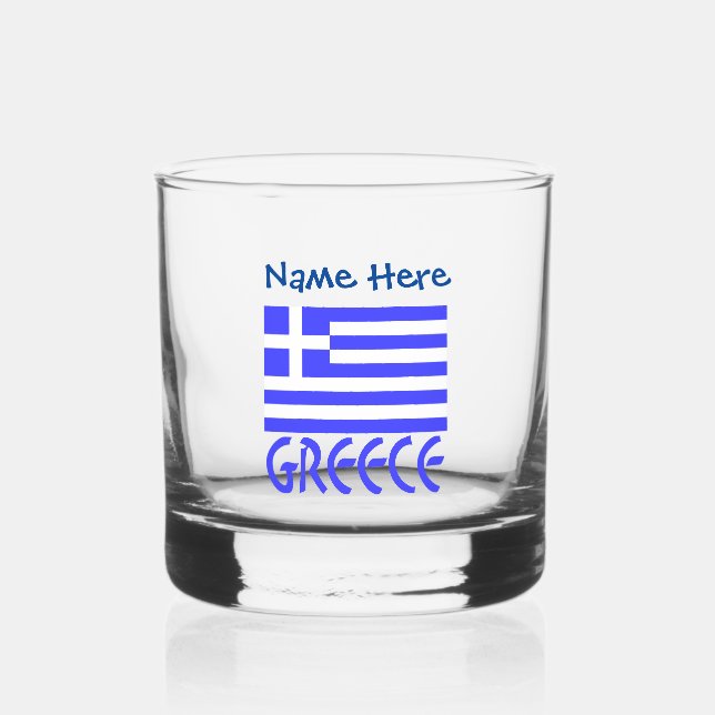 Griechenland und die griechische Flagge - Blaue Pe Whiskyglas (Vorderseite)