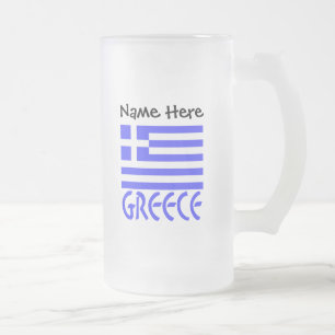 Griechenland und die griechische Flagge mit Ihrem  Mattglas Bierglas