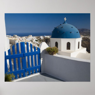 Griechenland und die griechische Insel Santorini a Poster