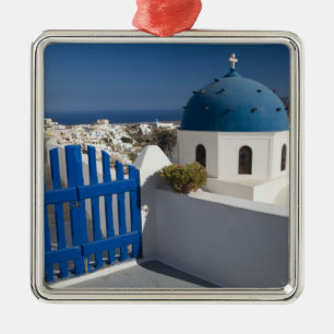 Griechenland und die griechische Insel Santorini a Silbernes Ornament