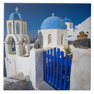 Griechenland und die griechische Insel Santorini S Fliese