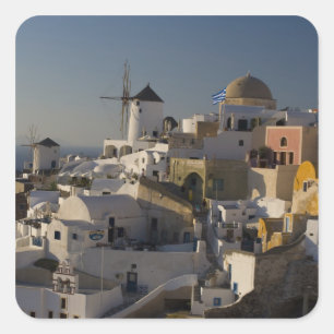 Griechenland und die griechische Insel Santorini S Quadratischer Aufkleber