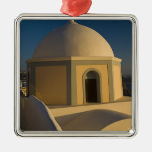 Griechenland und die griechische Insel Santorini S Silbernes Ornament