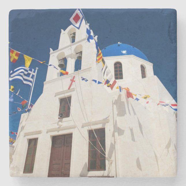 Griechenland und die griechische Insel Santorini S Steinuntersetzer (Vorderseite)