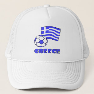Griechenland und ein Fußball mit griechischer Flag Truckerkappe