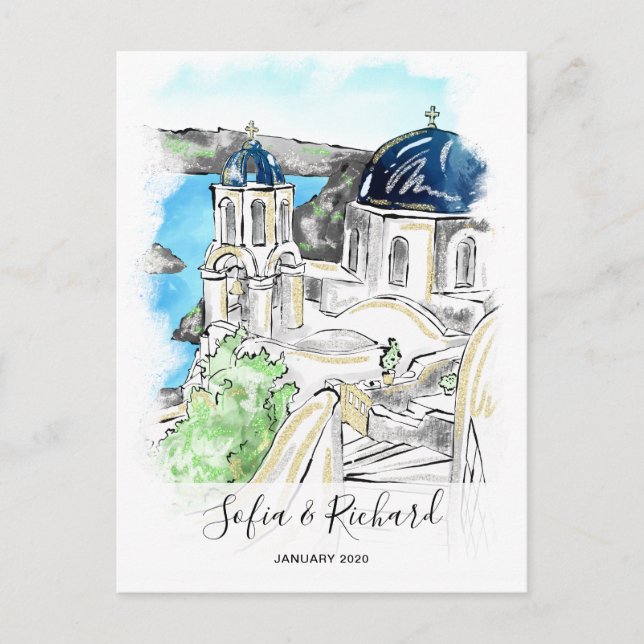 Griechenland Verlobung Vorschlag Jubiläumsgeschenk Feiertagspostkarte (Vorderseite)