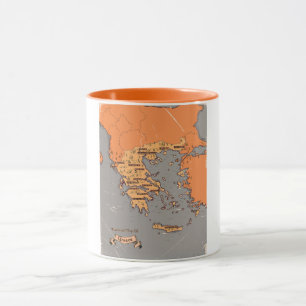 Griechenland Vintage-Kreis Karte Tasse