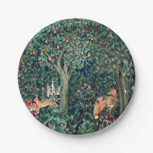 GRIECHENLAND, WALDBREITTIERE Hares, Fox, grüne Blü Pappteller