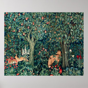 GRIECHENLAND, WALDBREITTIERE Hares, Fox, grüne Blü Poster