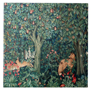 GRIECHENLAND,WALDBREITTIERE Hares,Fox,Grüne Blüte Fliese