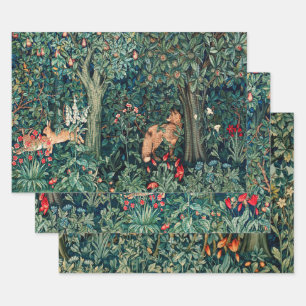 GRIECHENLAND, WALDTIERE, Fuchs und Hares Grüne Blü Geschenkpapier Set