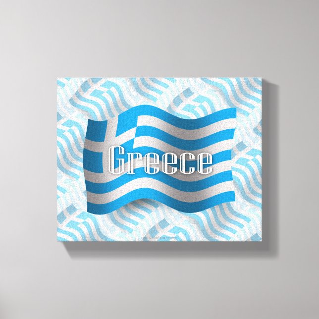 Griechenland Wave Flag Leinwanddruck (Vorderseite)