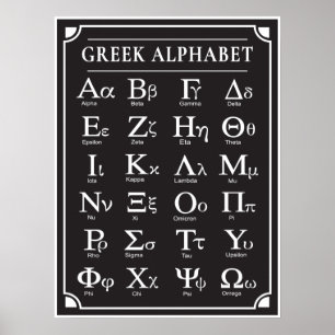 Griechisch Alphabet Black Poster