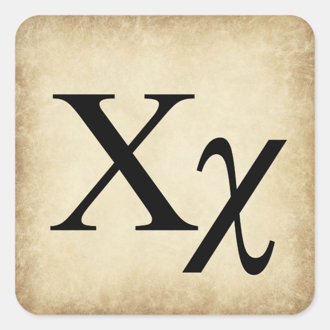 Griechisch Alphabet Letter Chi Quadratischer Aufkleber (Vorderseite)