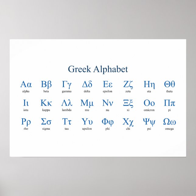 Griechisch Alphabet Narrow Horizontal Poster (Vorne)