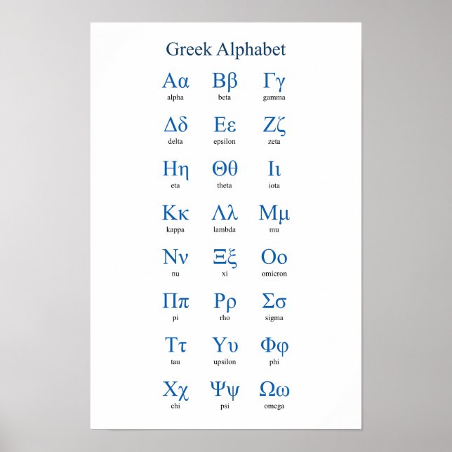 Griechisch Alphabet Narrow Vertikal Poster (Vorne)