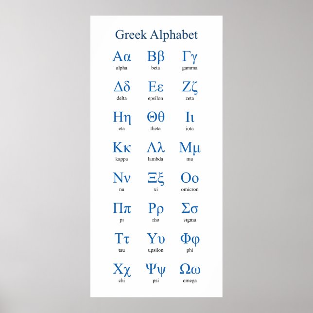Griechisch Alphabet Narrow Vertikal Poster (Vorne)