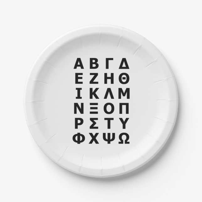 Griechisch Alphabet Pappteller (Vorderseite)