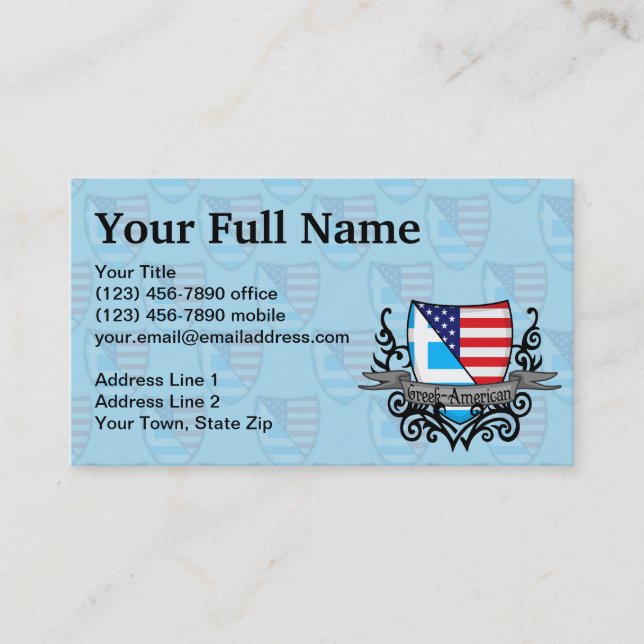 Griechisch-Amerikanische Schild-Flagge Visitenkarte (Vorderseite)