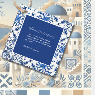 Griechisch Blau und Weiß Elegante Hochzeit Geschenkanhänger