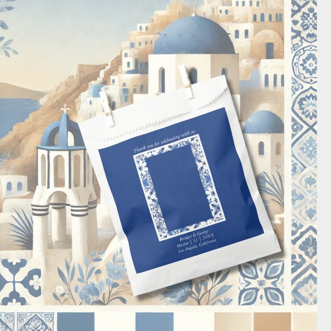 Griechisch Blau und Weiß Elegante Hochzeit Geschenktütchen (Von Creator hochgeladen)