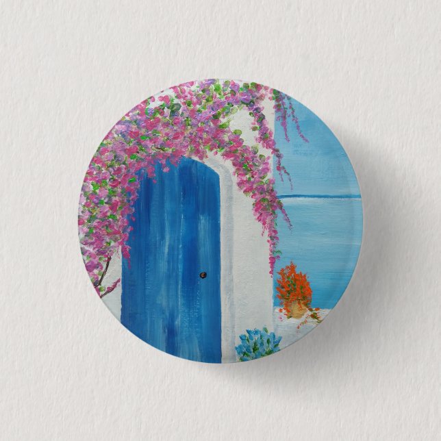 Griechisch-blaue Tür Button (Vorderseite)