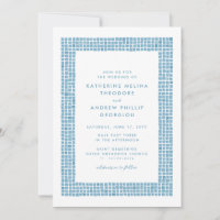 Griechisch-blaues Fliesenrahmen, einfache Hochzeit