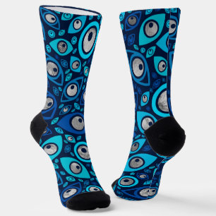 Griechisch-böses Auge Blues und Silber Socken