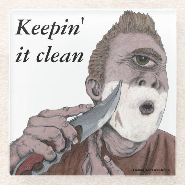 Griechisch Cyclops Knife Shave Glass Beauty Coaste Glasuntersetzer (Vorderseite)