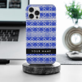Griechisch Fret Arabesque Blue, Ihr Name, personal Case-Mate iPhone Hülle