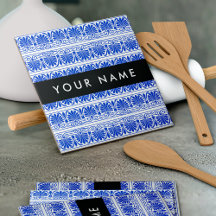 Griechisch Fret Arabesque Blue, Ihr Name, personal