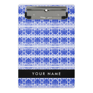Griechisch Fret Arabesque Blue, Ihr Name, personal Mini Klemmbrett