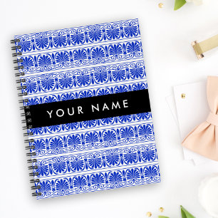 Griechisch Fret Arabesque Blue, Ihr Name, personal Notizblock