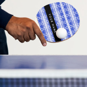 Griechisch Fret Arabesque Blue, Ihr Name, personal Tischtennis Schläger