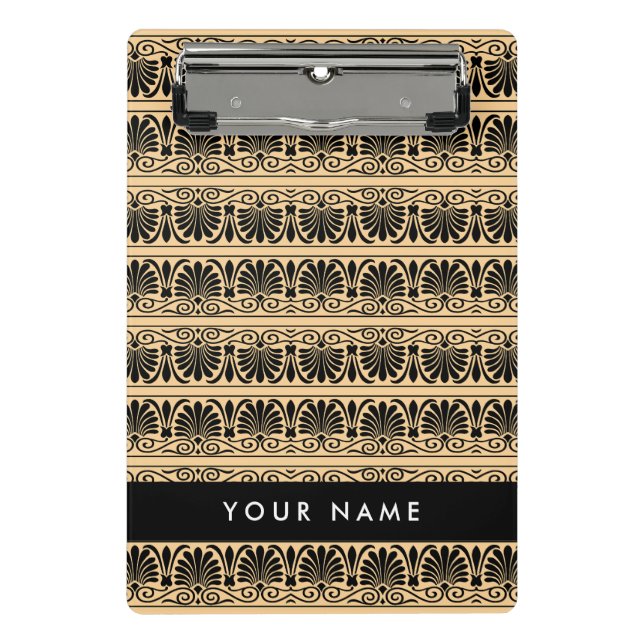Griechisch Fret Arabesque Brown, Ihr Name, persona Mini Klemmbrett (Vorderseite)