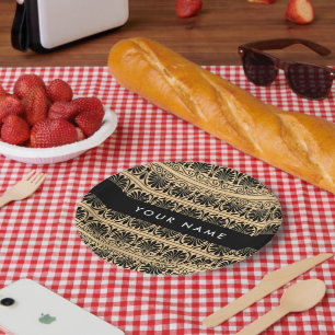 Griechisch Fret Arabesque Brown, Ihr Name, persona Pappteller