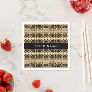 Griechisch Fret Arabesque Brown, Ihr Name, persona Serviette