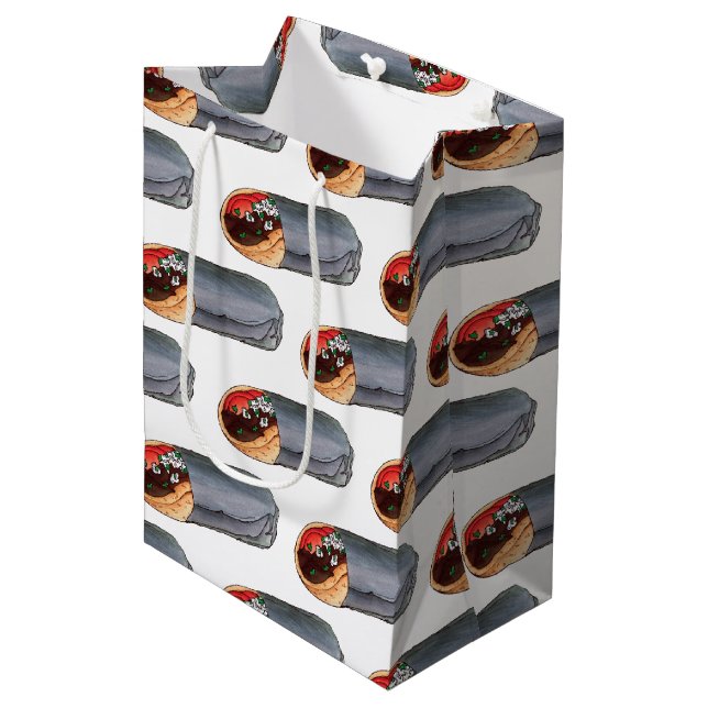 Griechisch Gyro Pita Fleisch Sandwich mediterrane  Mittlere Geschenktüte (Vorderseite Schrägansicht)