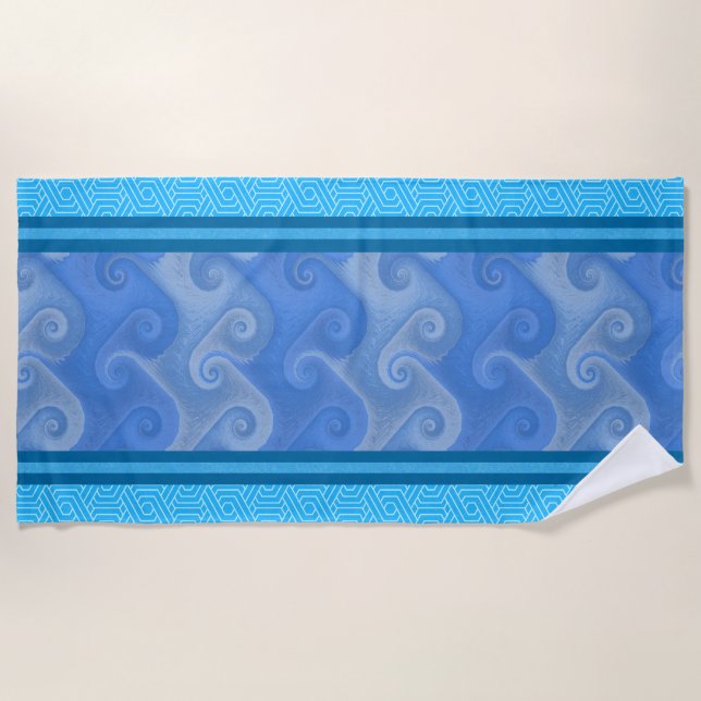 Griechisch Inspiriert Ocean Waves Beach Handtuch (Vorderseite)
