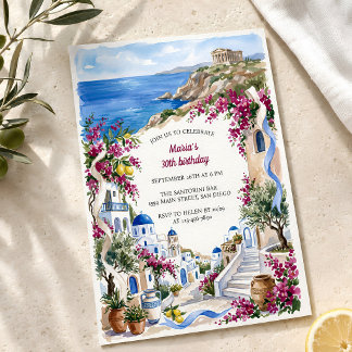 Griechisch inspirierte mediterrane Geburtstagsfeie Einladung