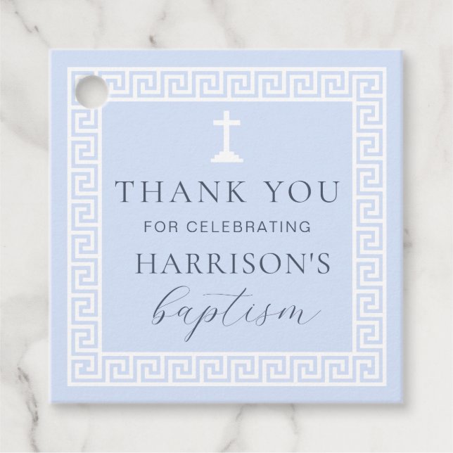 Griechisch Key Blue Baptisse Vielen Dank Geschenkanhänger (Vorderseite)