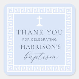 Griechisch Key Blue Baptisse Vielen Dank Quadratischer Aufkleber