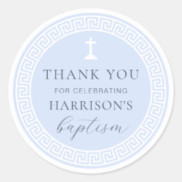 Griechisch Key Blue Baptisse Vielen Dank Runder Aufkleber