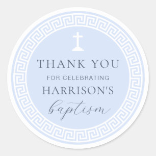 Griechisch Key Blue Baptisse Vielen Dank Runder Aufkleber