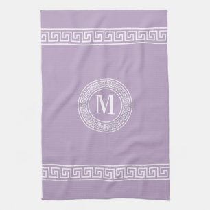 Griechisch Key Lavender Monogram Kitchen Handtüche Geschirrtuch