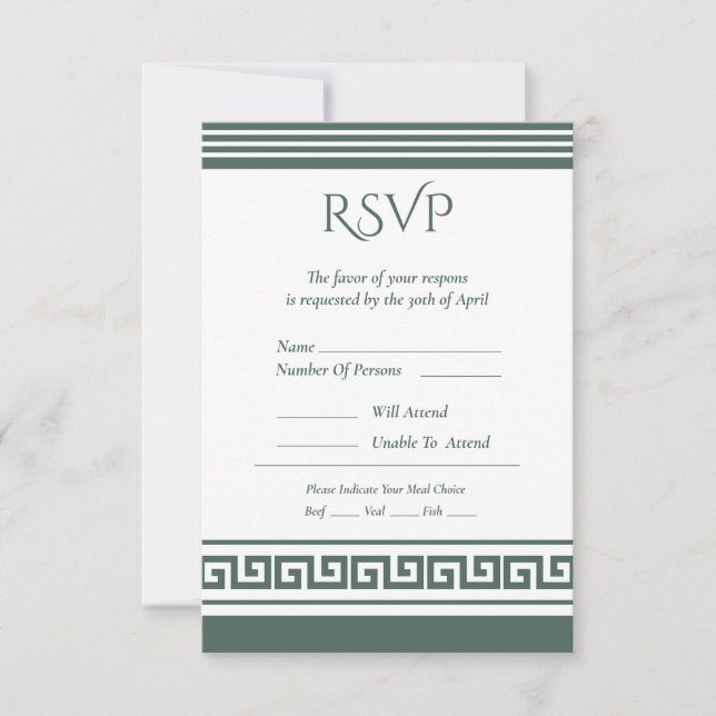 Griechisch Key RSVP Card Karte (Vorderseite)