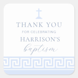 Griechisch Key White Blue Taufe Vielen Dank Quadratischer Aufkleber