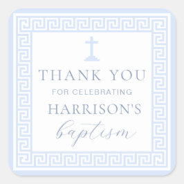 Griechisch Key White Blue Taufe Vielen Dank Quadratischer Aufkleber