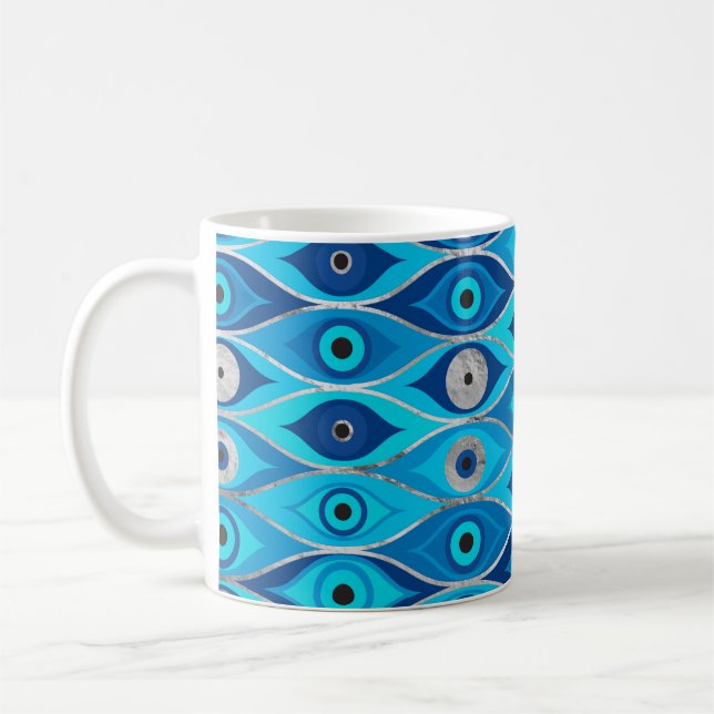 Griechisch Mataki - Matiasma Evil Eye Muster Kaffeetasse (Links)